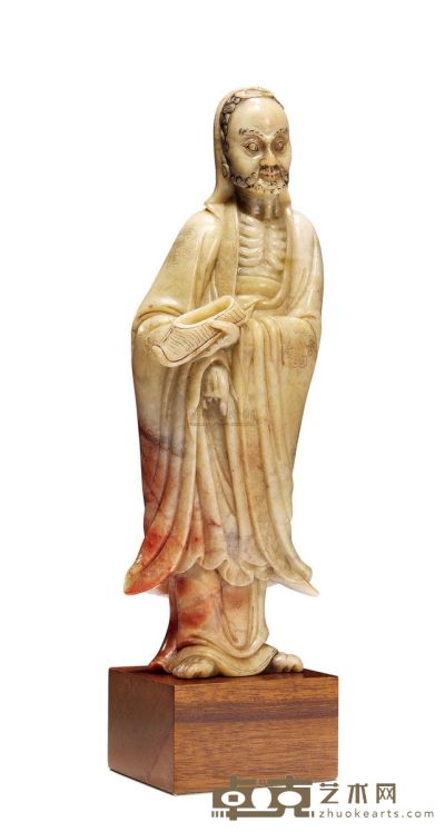 清康熙 寿山石雕渡海达摩立像 直径21.5cm