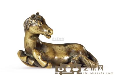 清中期 铜雕卧马小笔格 6.3×3.2×3.8cm