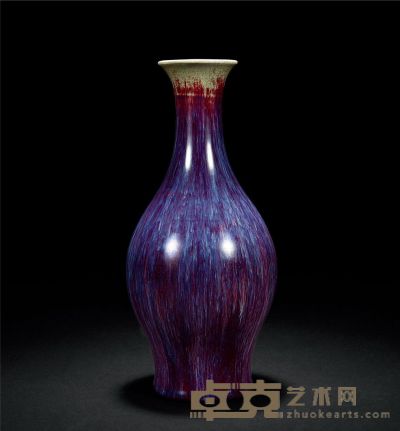 清雍正-乾隆 窑变釉橄榄瓶 高27cm