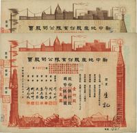 民国三十三年（1944年）新中地产股份有限公司股票共2种不同