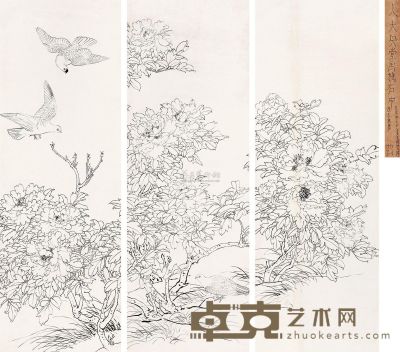 佚名 花鸟画稿 立轴 153×53cm×3
