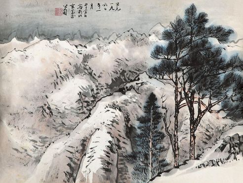 李方白 1960年作 雪山 镜心