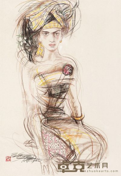 蔡玉水 少女像 镜心 78.5×54.5cm