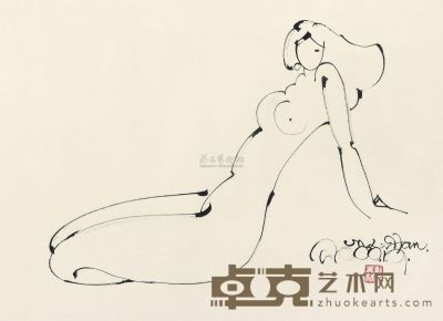 韩美林 女人体 镜心 54×75cm
