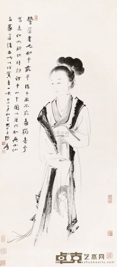 张大千 1934年作 仕女 立轴 170×75cm