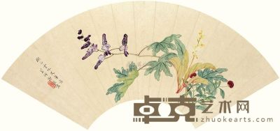 郑蕙 花卉 扇面 19×54cm