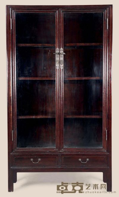 红木玻璃书柜 107×37×191cm