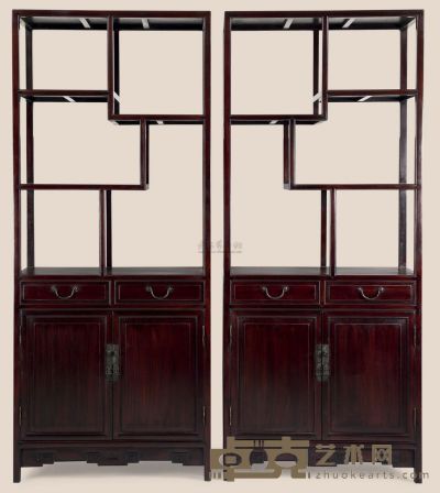 民国 红木多宝格 （两件） 82×35×195cm
