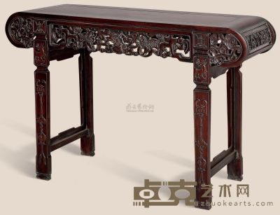 民国 红木雕狮下卷琴桌 120×40×81cm