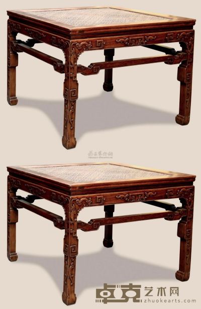 黄花梨禅凳 （两件） 66×66×50cm