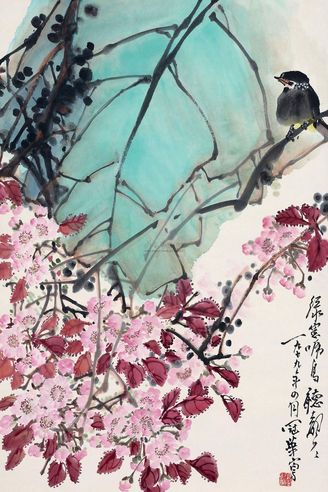 高冠华 1979年作 花鸟 立轴