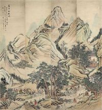 袁培基 1896年作 兰亭修楔图通景 立轴