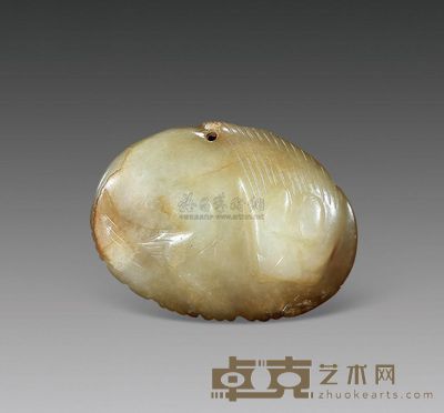 明 旧玉狮纹饰件 长4.5cm