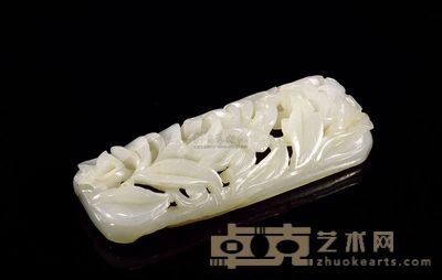 明 白玉透雕花鸟饰件 长8cm
