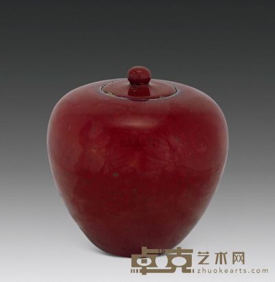清道光 红釉罐 高22cm