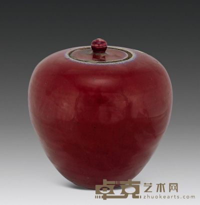 清道光 红釉罐 高21cm