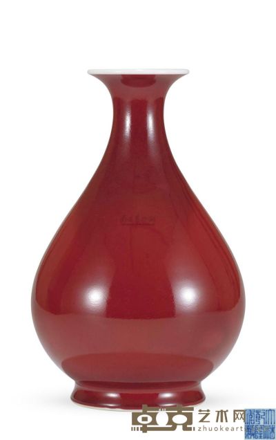 清乾隆 霁红釉玉壶春瓶 口径5.3cm；高28.3cm