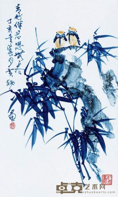黄杨 「青竹」瓷板 71.1×42.7cm