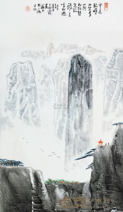 王秋霞 「山水图」瓷板 54.0×31.0cm