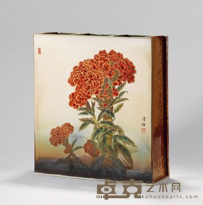 王清丽 「醉红」镶器 高43.0cm