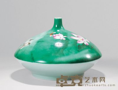 邹达怀 粉彩「晓雾」瓷瓶 高24.0cm
