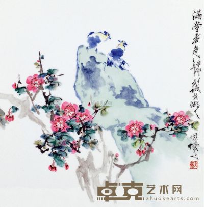 王恩怀 新彩「满堂春色」瓷板 50.0×50.0cm