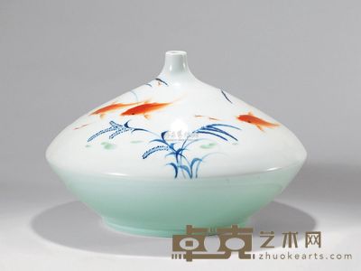 熊婕 综合装饰「鱼乐图」瓷瓶 高28.0cm