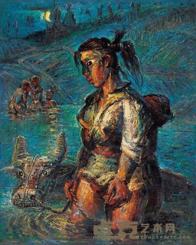 罗中立 2000年作 过河少女 120×95.5cm
