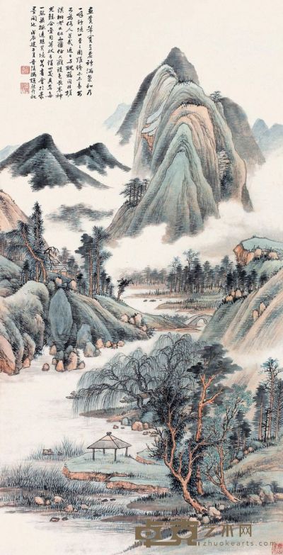 冯超然 1928年作 仿子久笔意 立轴 131×67cm