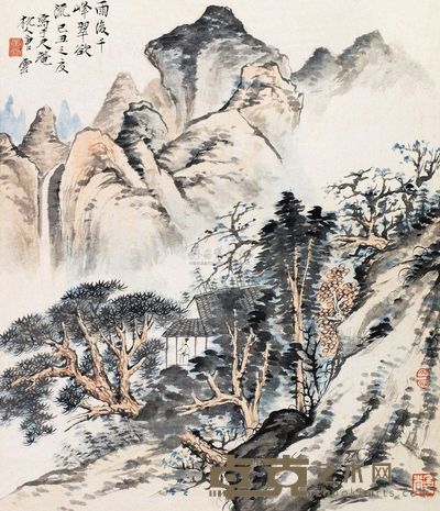 唐云 1949年作 雨后翠峰 镜框 57×50cm