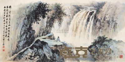 黄君璧 1984年作 高山流水 镜片 60×120cm