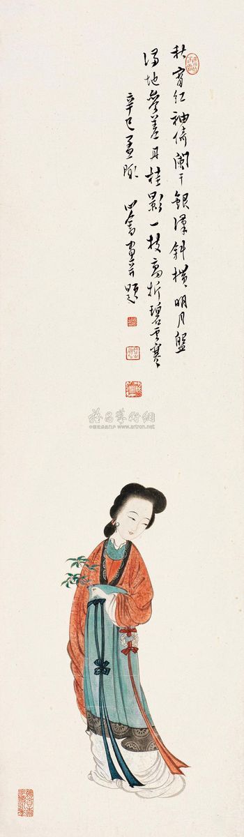溥儒 1941年作 红袖凭栏 镜片
