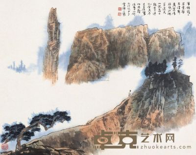 江兆申 1983年作 枫林晚江 镜片 48×61cm