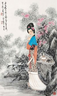 顾炳鑫 2000年作 仕女 立轴