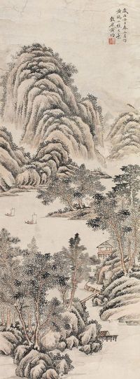 黄均（古） 1792年作 山间幽境图 立轴