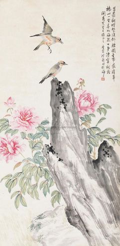 洪庶安 花鸟 立轴