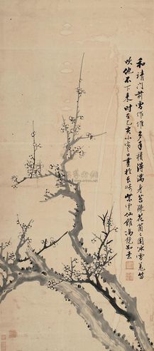 冯镜如 乙亥（1875年）作 白梅 立轴