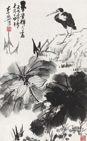 李汛萍 1990年作 花鸟 镜心