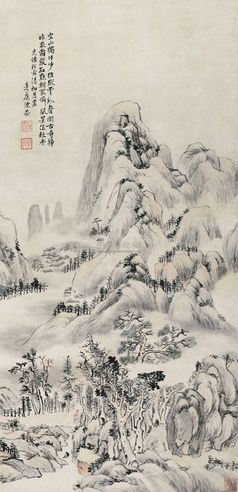 陈荣 光绪戊寅（1878年）作 山水人物 立轴