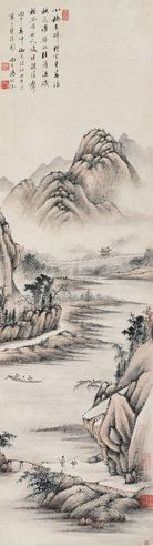 汤贻汾 丙午（1846年）作 舟人问答图 立轴