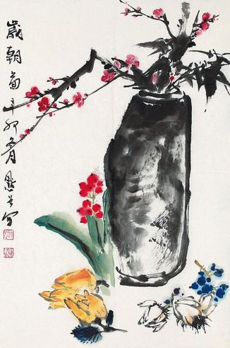 金默如 辛卯（2011年）作 岁朝图 镜心