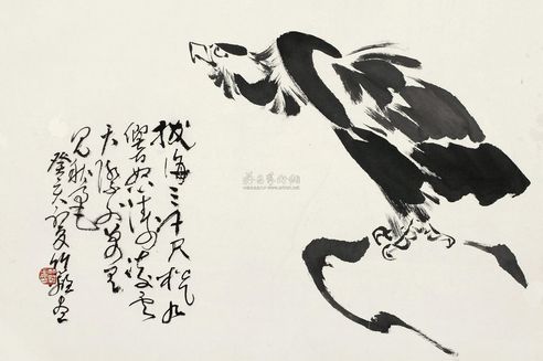 孙竹篱 癸亥（1983年）作 鹰 镜心