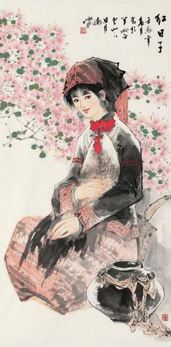 林峥明 壬辰（2012年）作 红日子 镜心