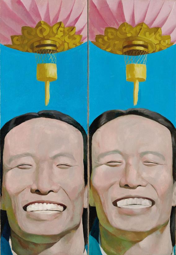 岳敏君 1992年作 中国灯笼（双联作）