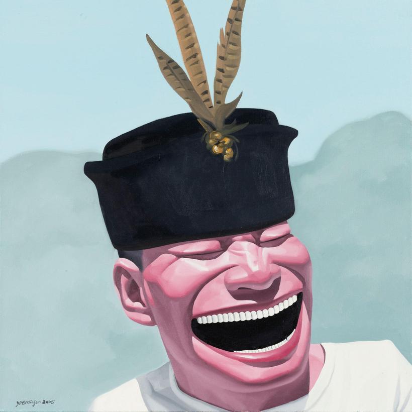 岳敏君 2005年作 帽子