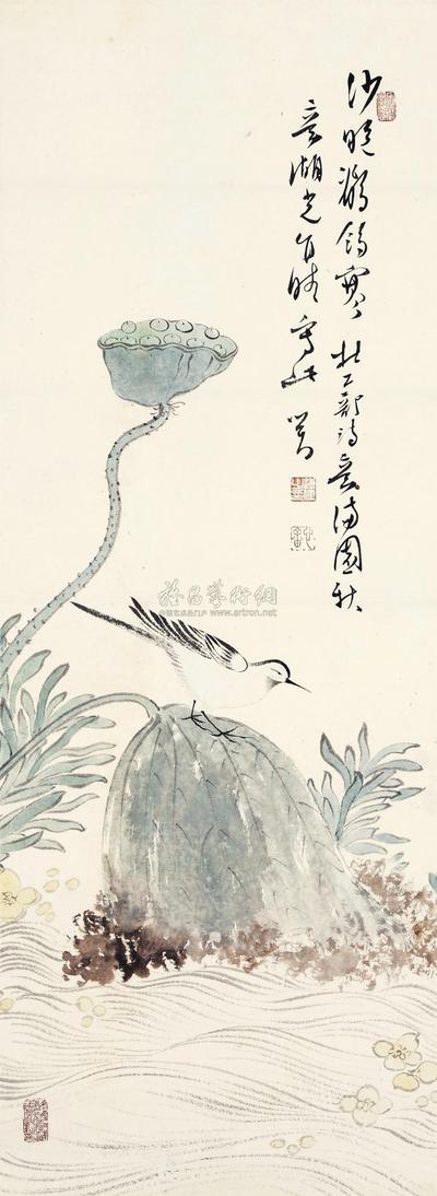 溥儒 沙晚鹡鸰寒 立轴