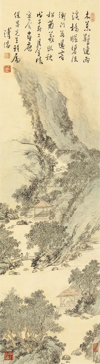 溥儒 1948年作 溪山客遇 立轴