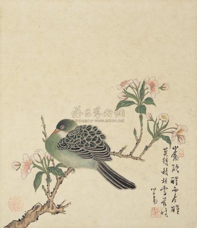 溥儒 梨花班鸠 镜框