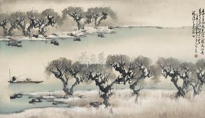赵少昂 1952年作 独钓寒江雪 镜框