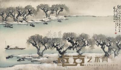 赵少昂 1952年作 独钓寒江雪 镜框 60.3×104.4cm